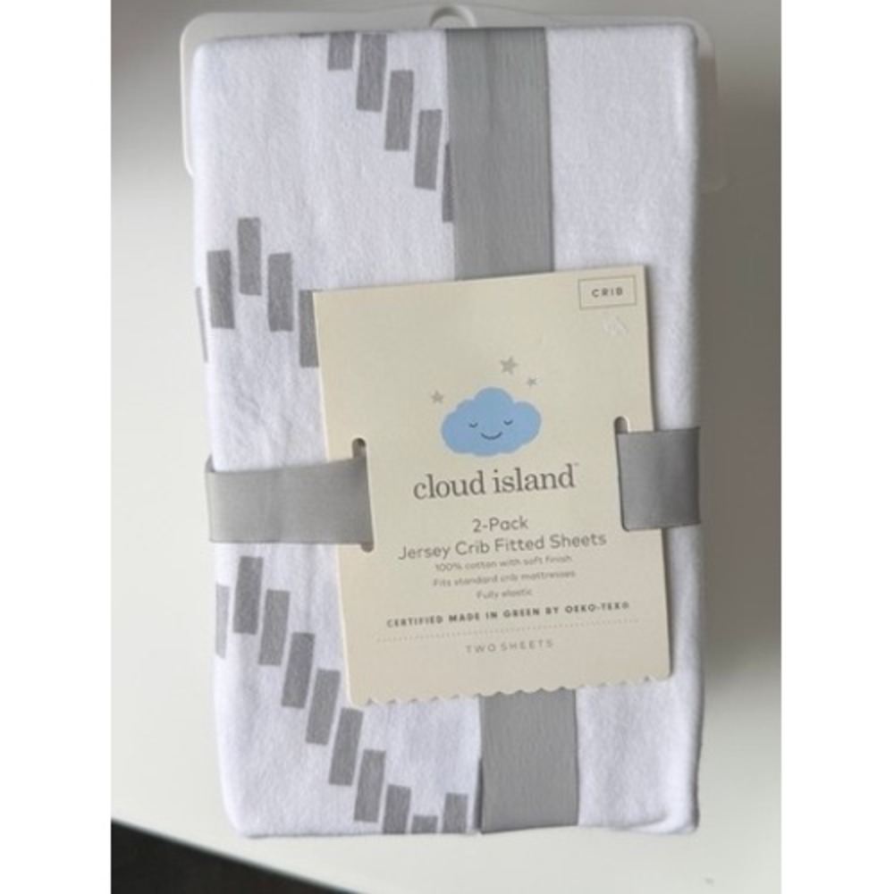 Cloud Island‎ Crib Fitted Sheets 2pk Grey White Jersey Standard Baby NEW